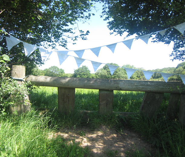 white cotton wedding bunting