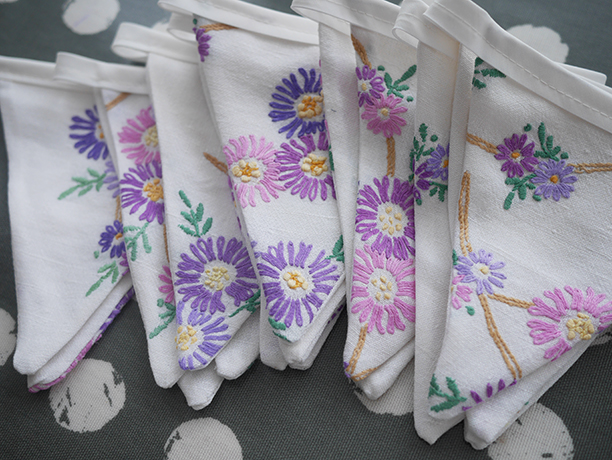 vintage tablecloth bunting