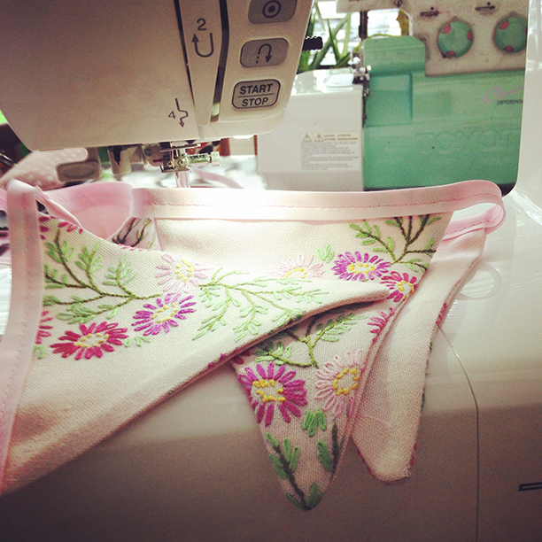 vintage tablecloth bunting