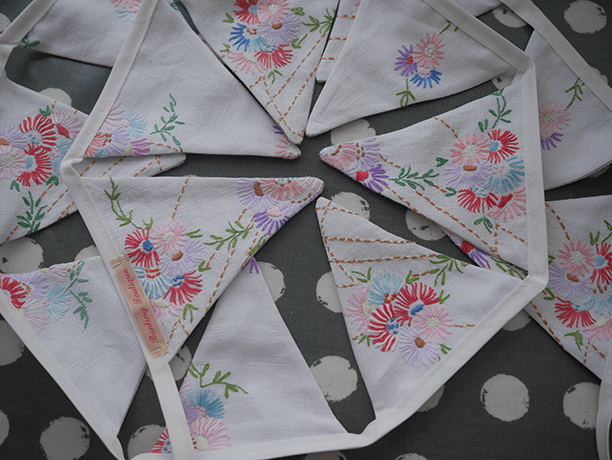 vintage tablecloth bunting