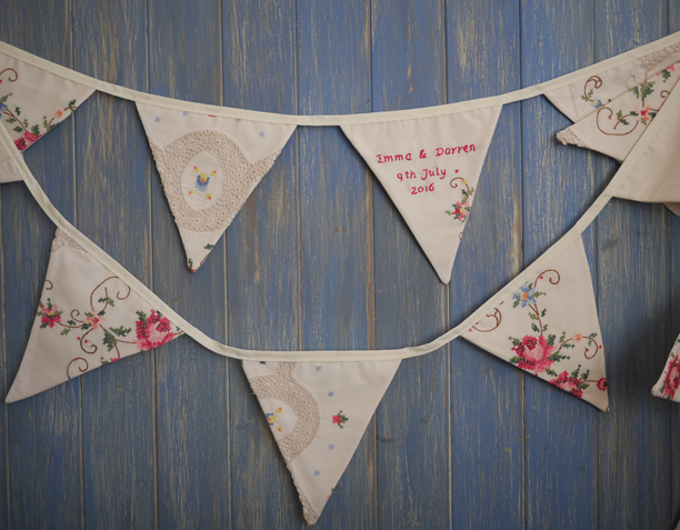 embroidered wedding bunting